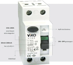 Viko 2x40 Amper 30 Miliamper Monofaze Kaçak Akım Rölesi - VTR2-4230