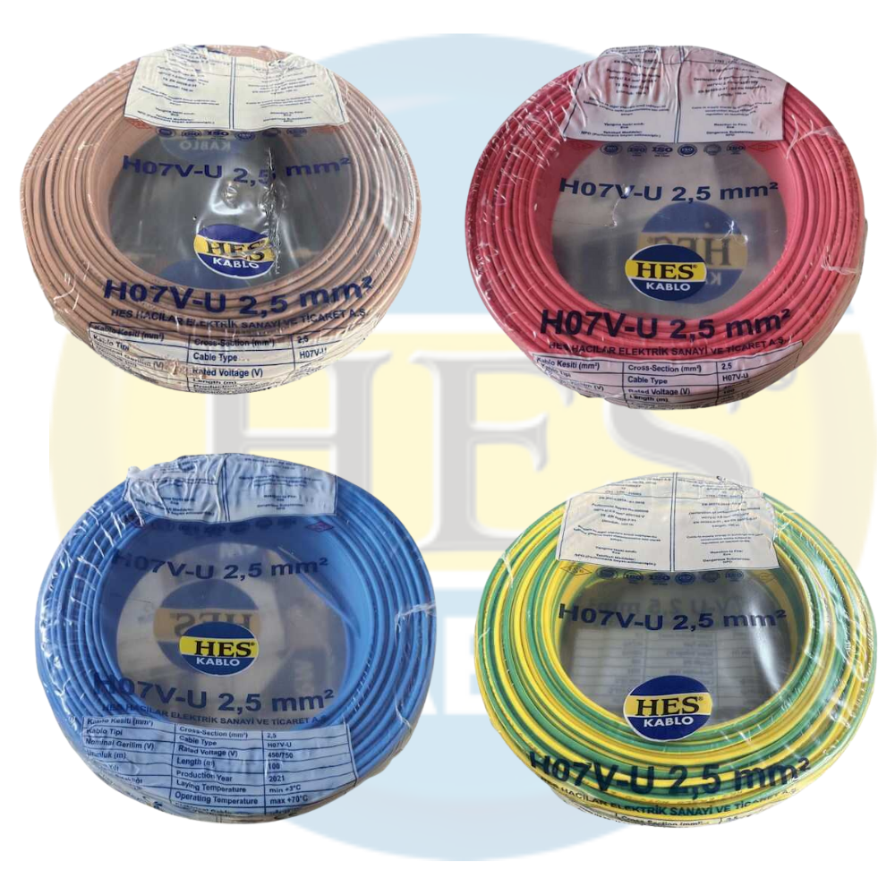 Hes Kablo 2,5 mm² Nya Tam Bakır TSE Kablo H057V-U  - 100 Metre