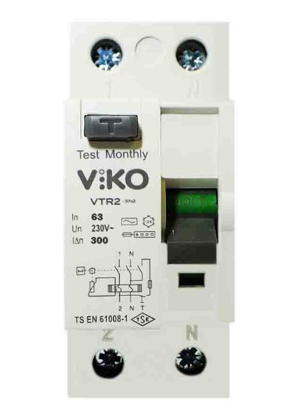 Viko 2x63 Amper 300 Miliamper Monofaze Kaçak Akım Rölesi - VTR2-63300