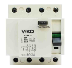 Viko 4x25 Amper 30 Miliamper Trifaze Kaçak Akım Rölesi - VTR4-2530