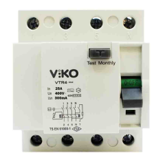 Viko 4x25 Amper 300 Miliamper Trifaze Kaçak Akım Rölesi - VTR4-25300