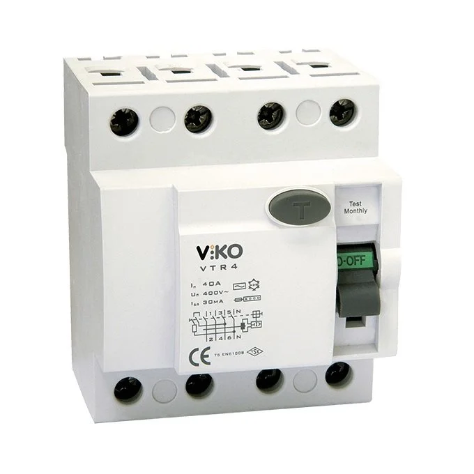 Viko 4x40 Amper 30 Miliamper Trifaze Kaçak Akım Rölesi - VTR4-4030